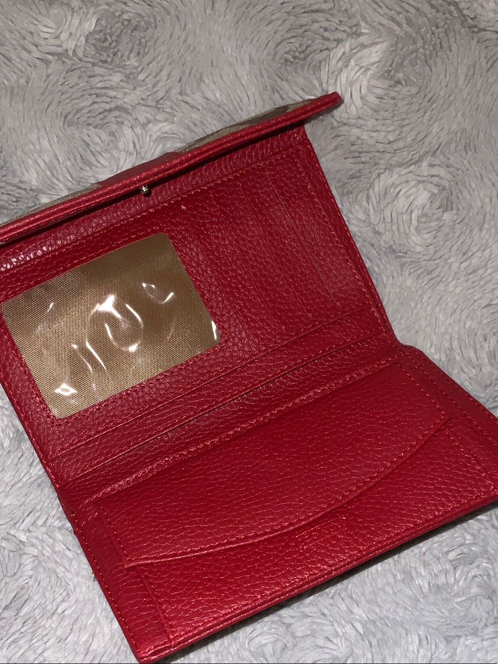 Coach Brown Signature Canvas Card Holder with Red Trim - Picture 6 of 8